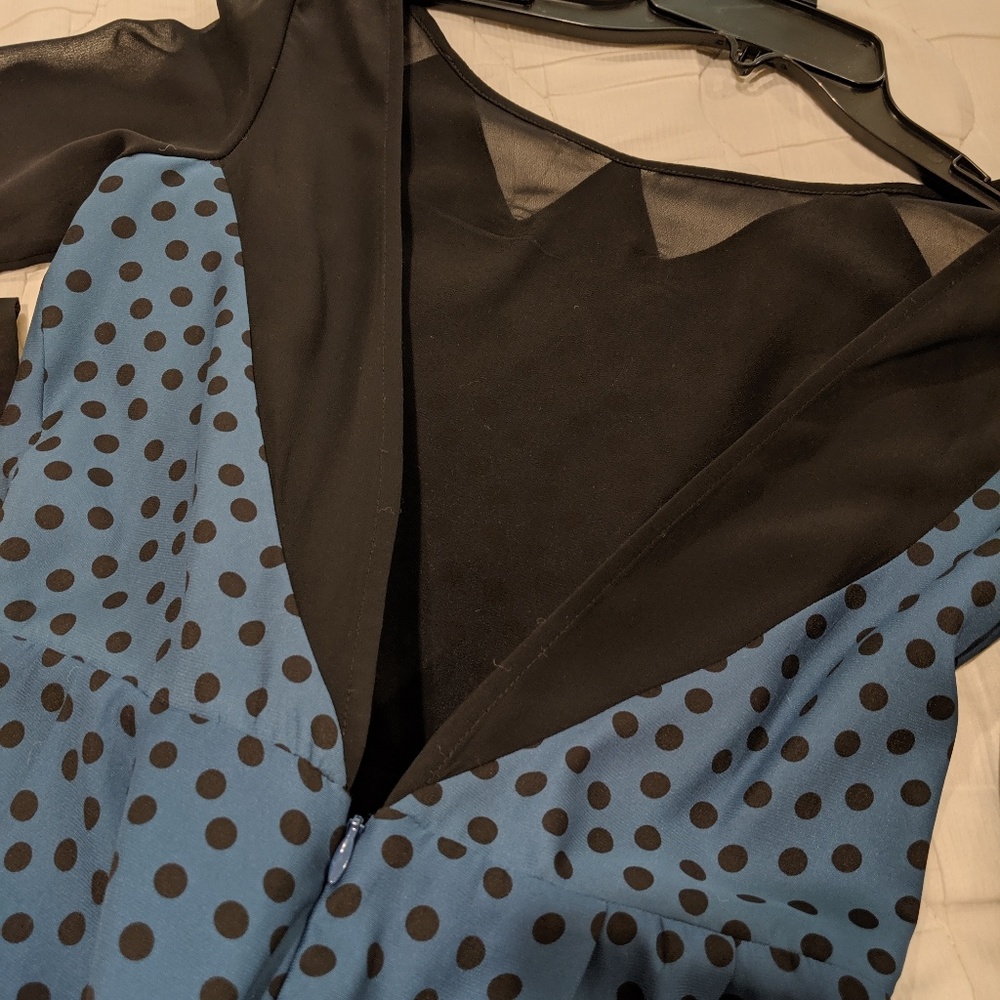 Black polka dot long sleeve romper